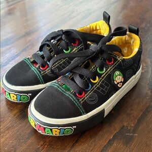 Super Mario Kids Sneakers - Black with Yellow and Green Accents